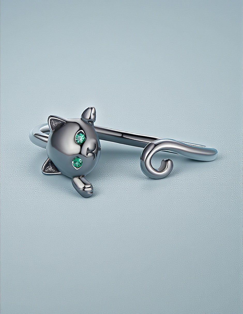 Anillo de Plata .925, Spiral Cat, Miow