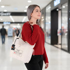 Tote Bag - The Tote Cat Miow En Lona Natural Beige