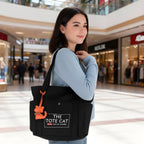 Tote Bag - The Tote Cat Miow En Lona Natural Negra