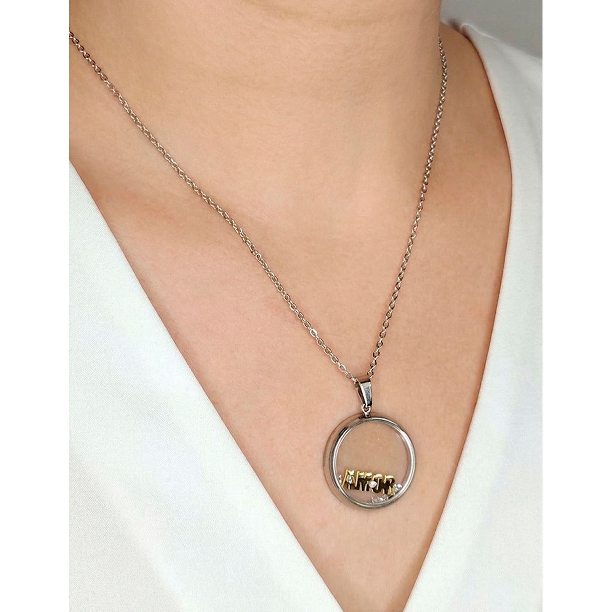 Collar Circulo Amor, Acero Inoxidable, Glam Pop Fantasy
