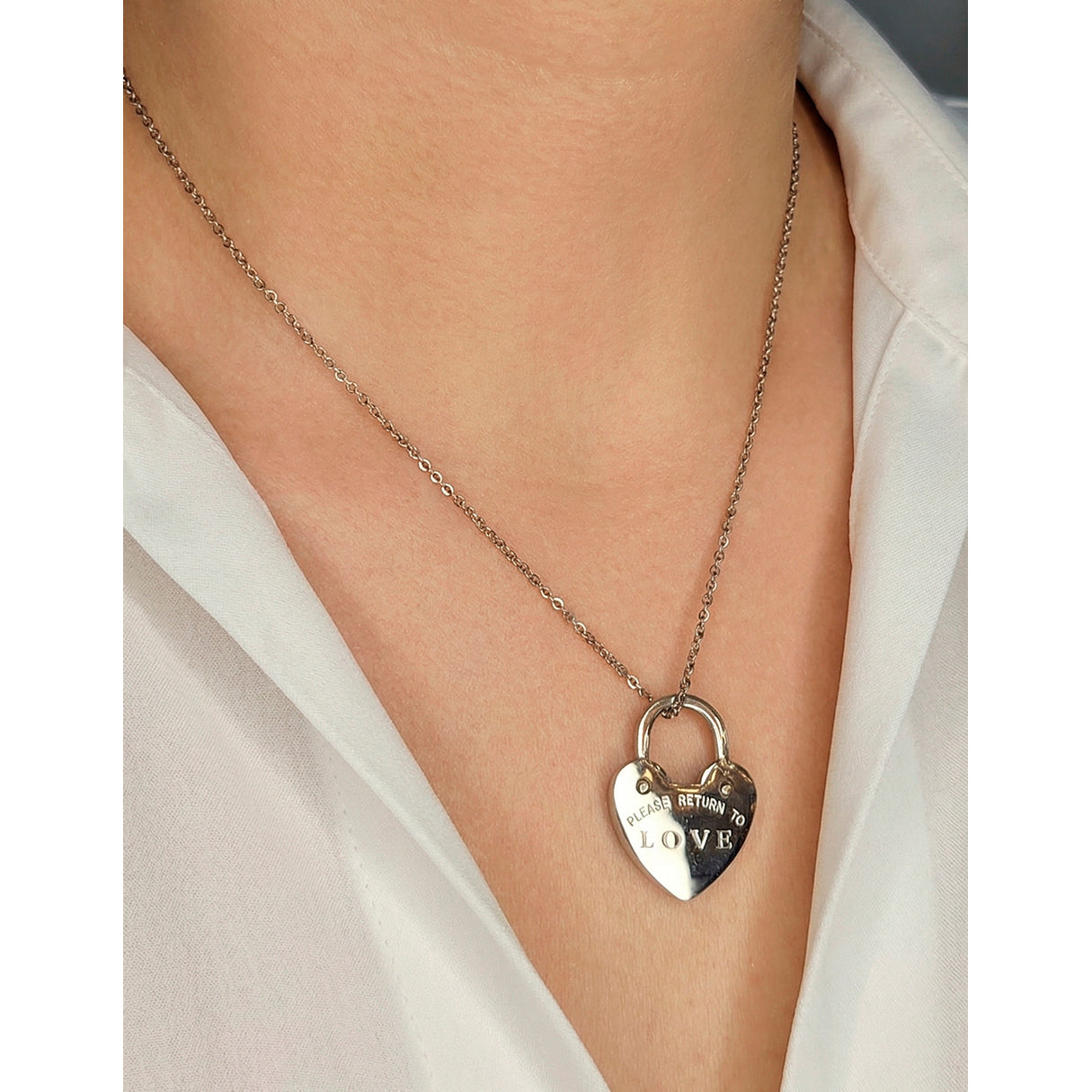Collar Corazon Candado, Acero Inoxidable, Glam Pop Fantasy