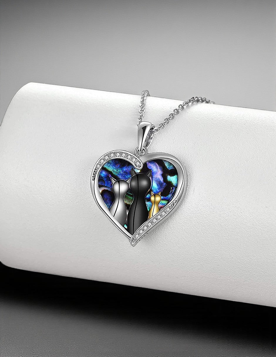 Collar de Plata .925, Cat  Abalone Shell, Miow