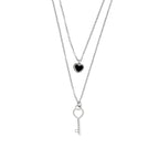Collar Corazon Y Una Llave, Acero Inoxidable, Glam Pop Fantasy