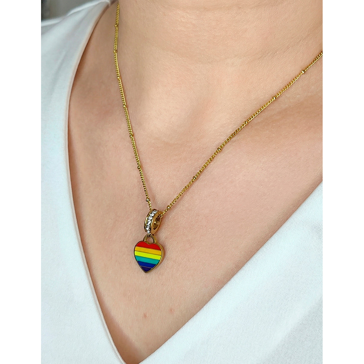 Collar Corazon De Colores, Acero Inoxidable, Glam Pop Fantasy