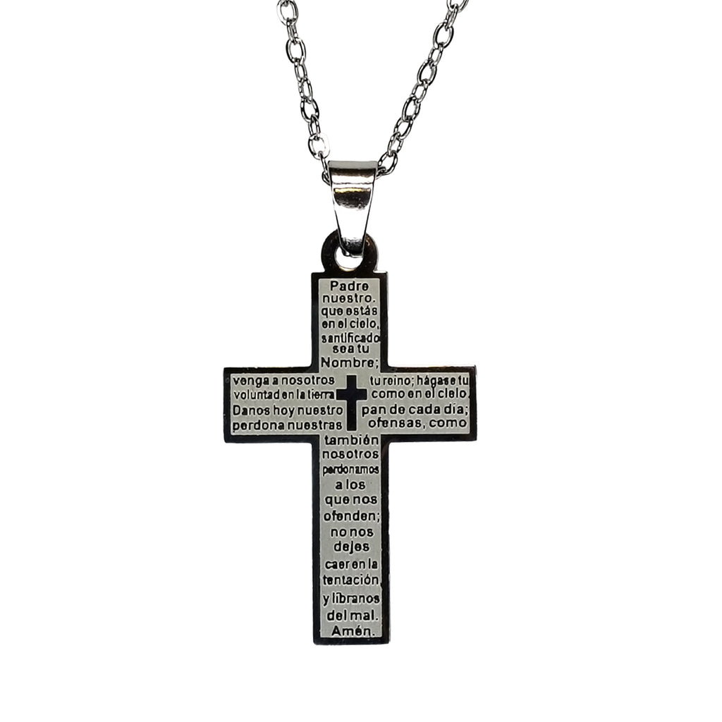 Collar Cruz Con El Padre, Acero Inoxidable, Glam Pop Fantasy