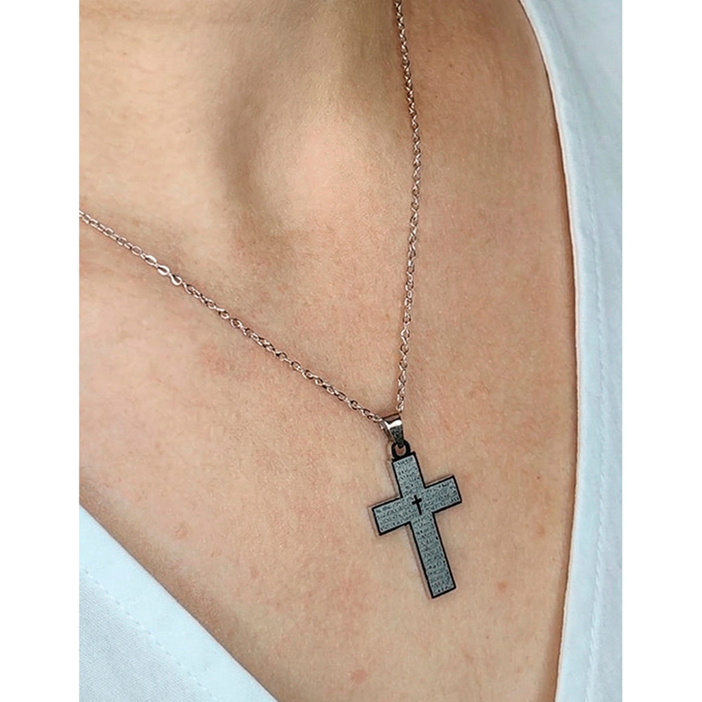 Collar Cruz Con El Padre, Acero Inoxidable, Glam Pop Fantasy