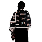 Chal de Cachemira, Knitted Cats Negro, Miow