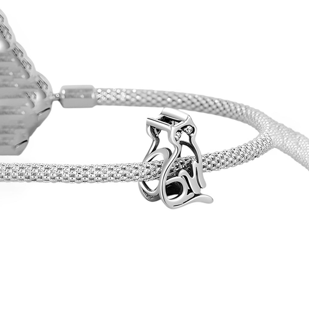 Charm de Plata .925, Fine Cat Silhouette, Miow