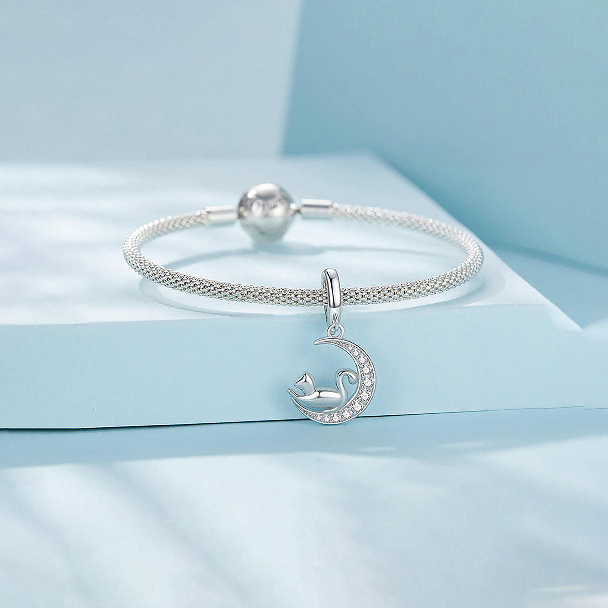 Charm de Plata .925, Moon Cat, Miow