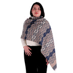 Chal de Cachemira, Serial Cats Beige/Azul, Miow