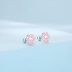 Aretes de Plata .925, Pink Footprints, Miow