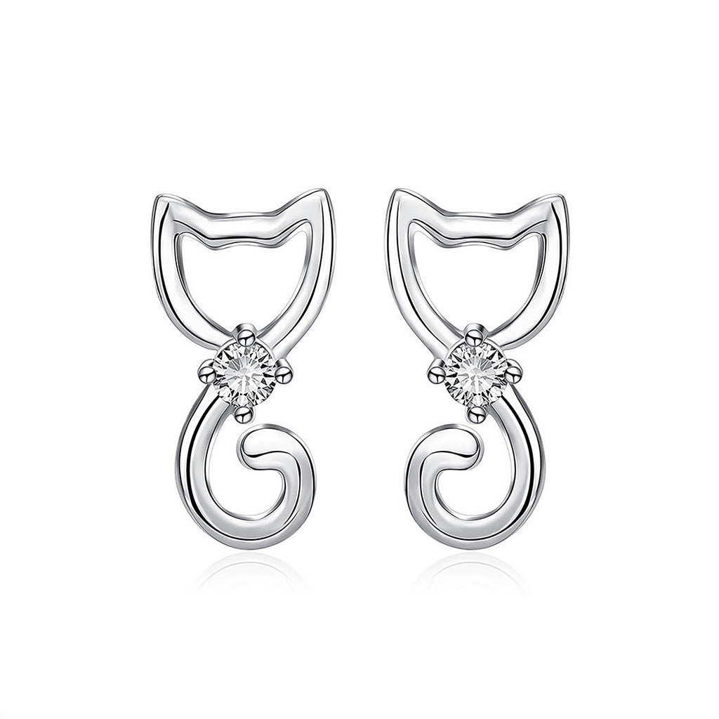 Aretes de Plata .925, Cat Stud, Miow