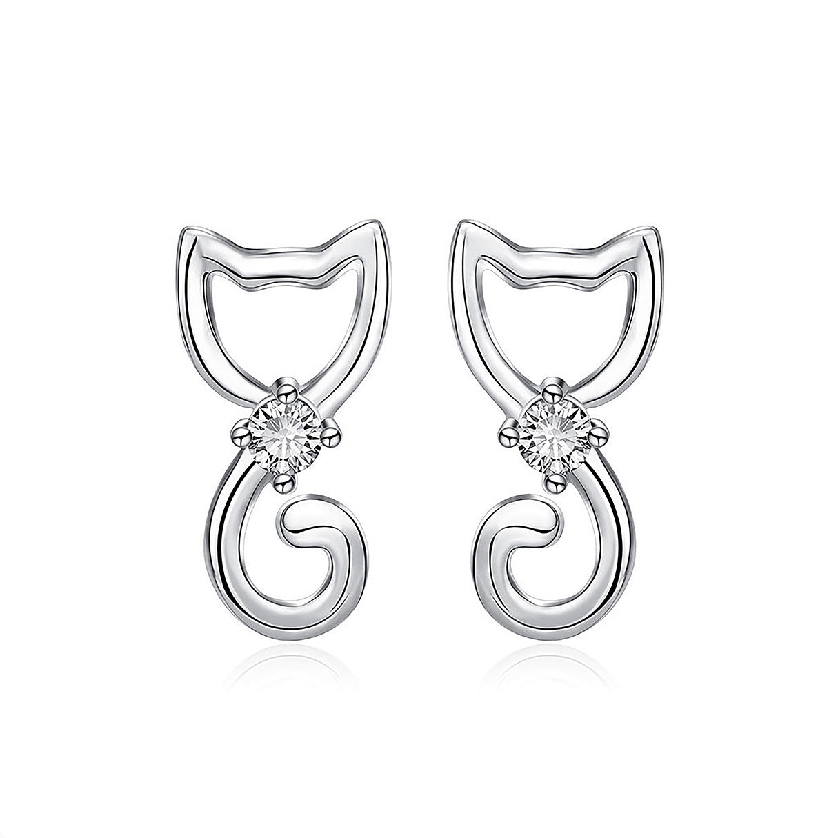 Aretes de Plata .925, Cat Stud, Miow
