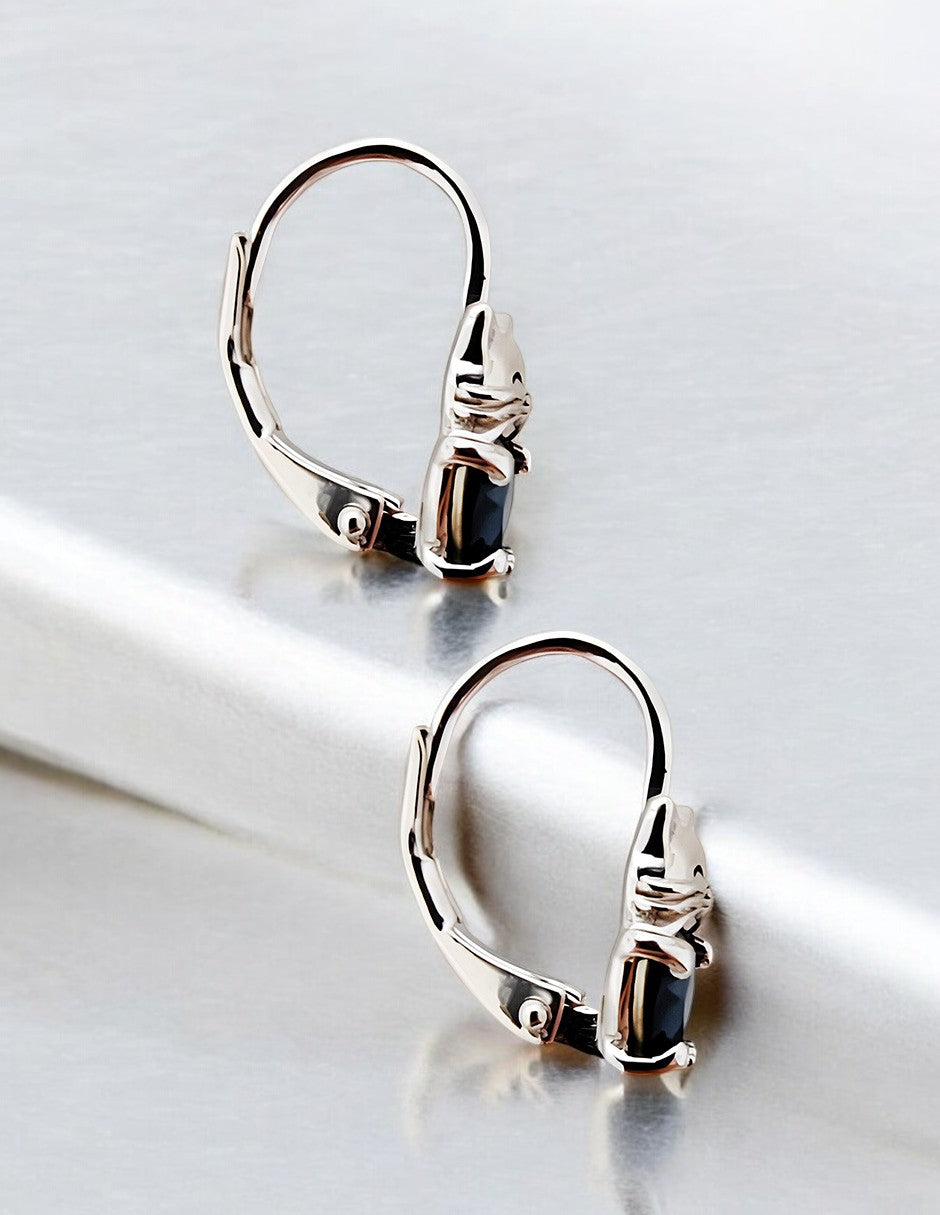 Aretes de Plata .925, Blue Heart Cat, Miow