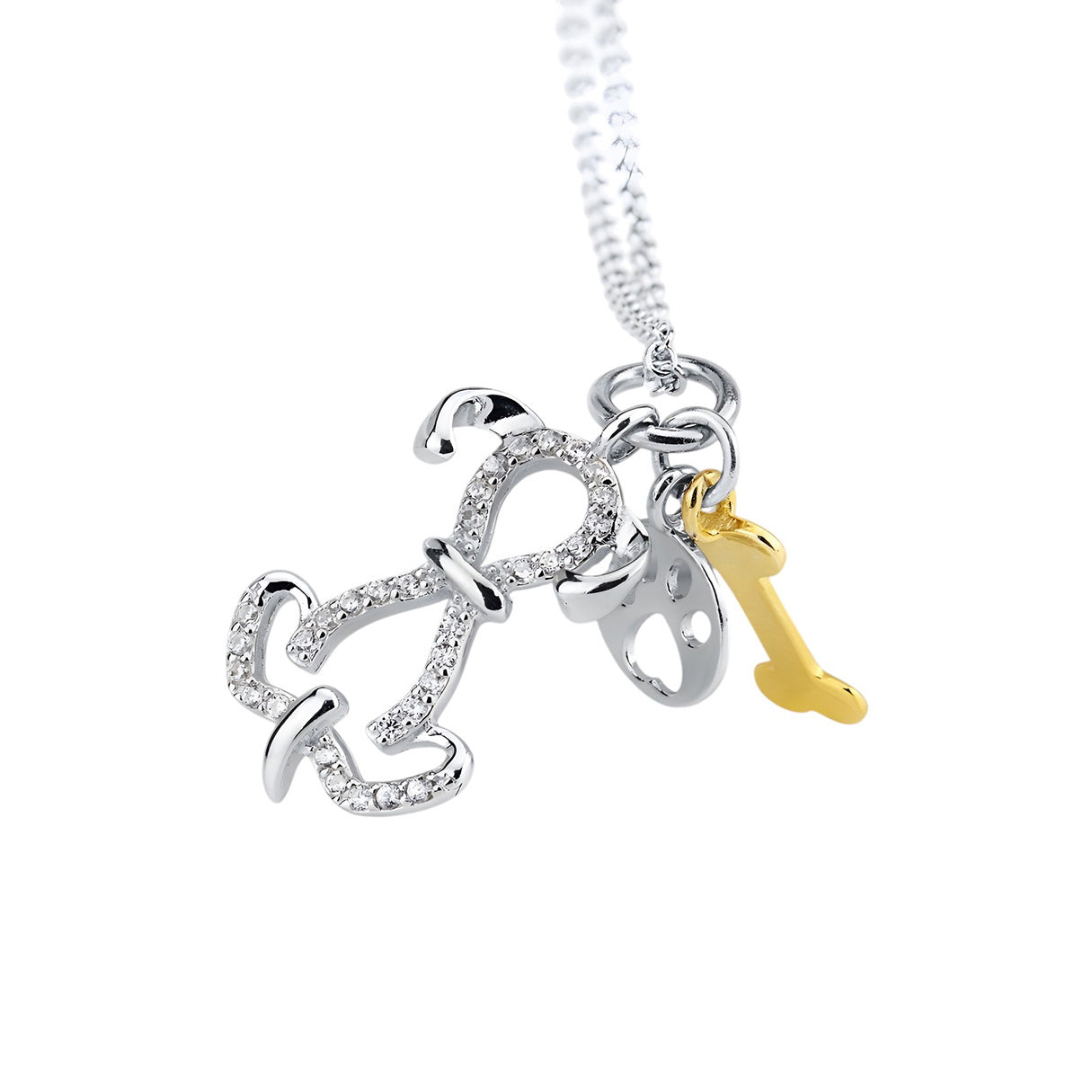 Collar de Perro y Hueso, Plata .925, Ame Glam Pop