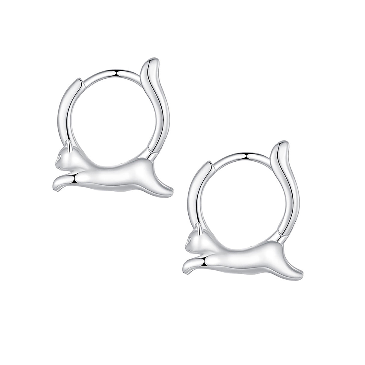 Aretes de Plata .925, Jumping Cat, Miow