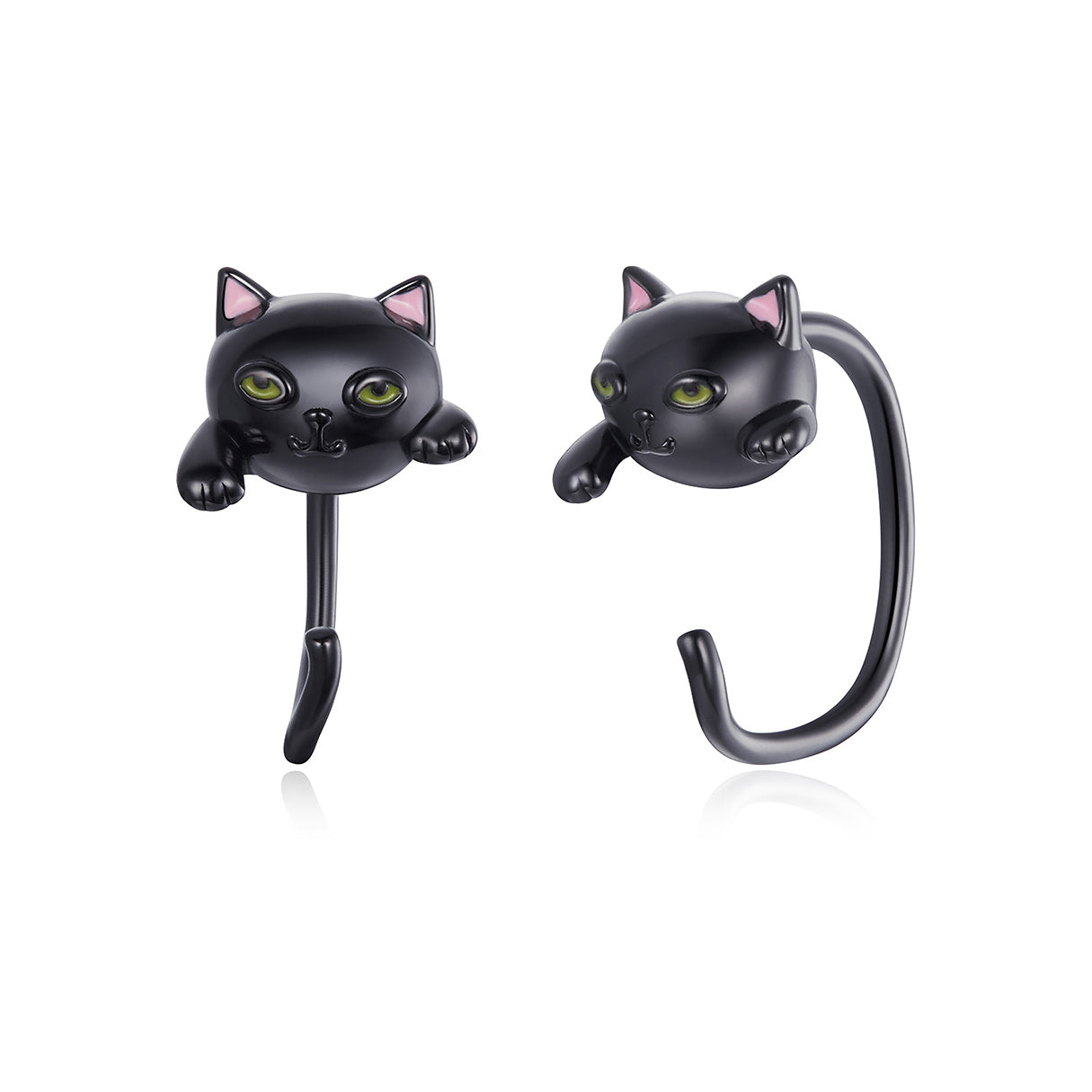 Aretes de Plata .925, Two Black Cats, Miow