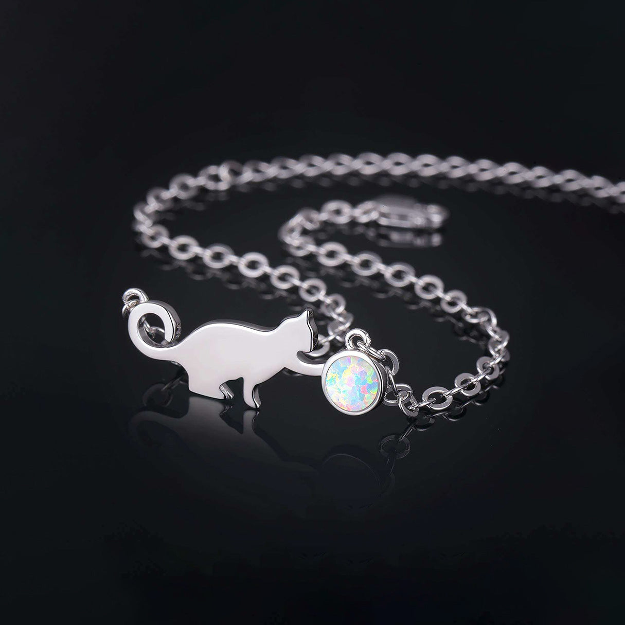 Pulsera de Plata .925, Cat Opal, Miow