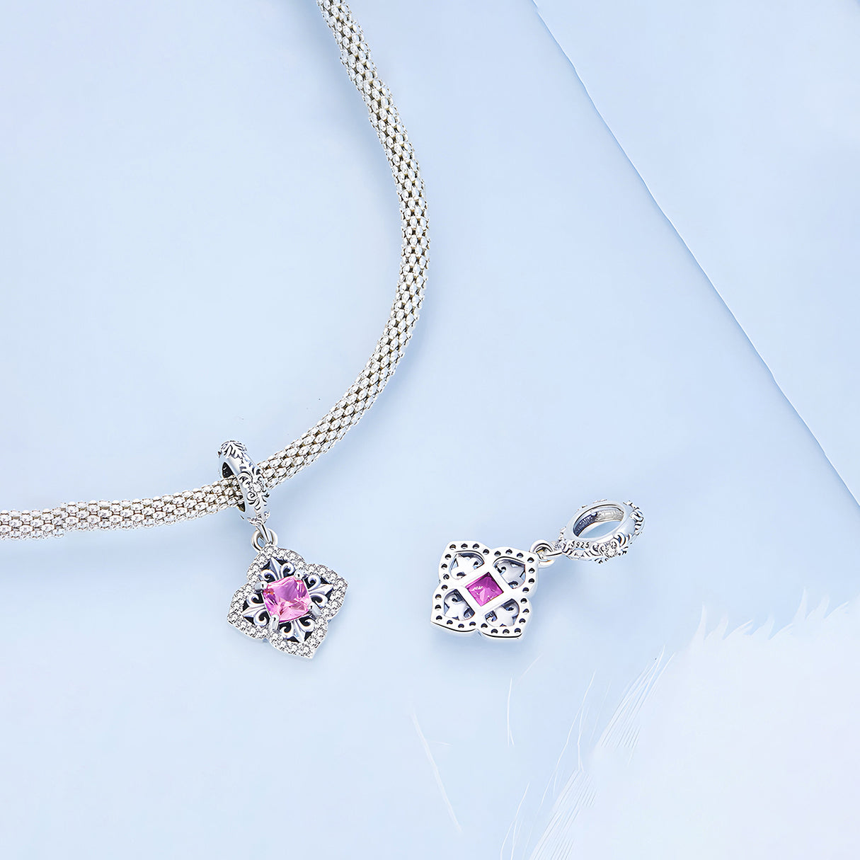 Charm de Cruz de Cuatro Pétalos, Plata .925, Ame Glam Pop