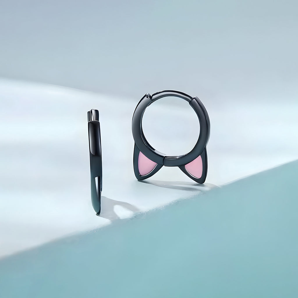 Aretes de Plata .925, Black Cat, Miow