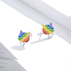 Aretes de Plata .925, Rainbow Cat, Miow