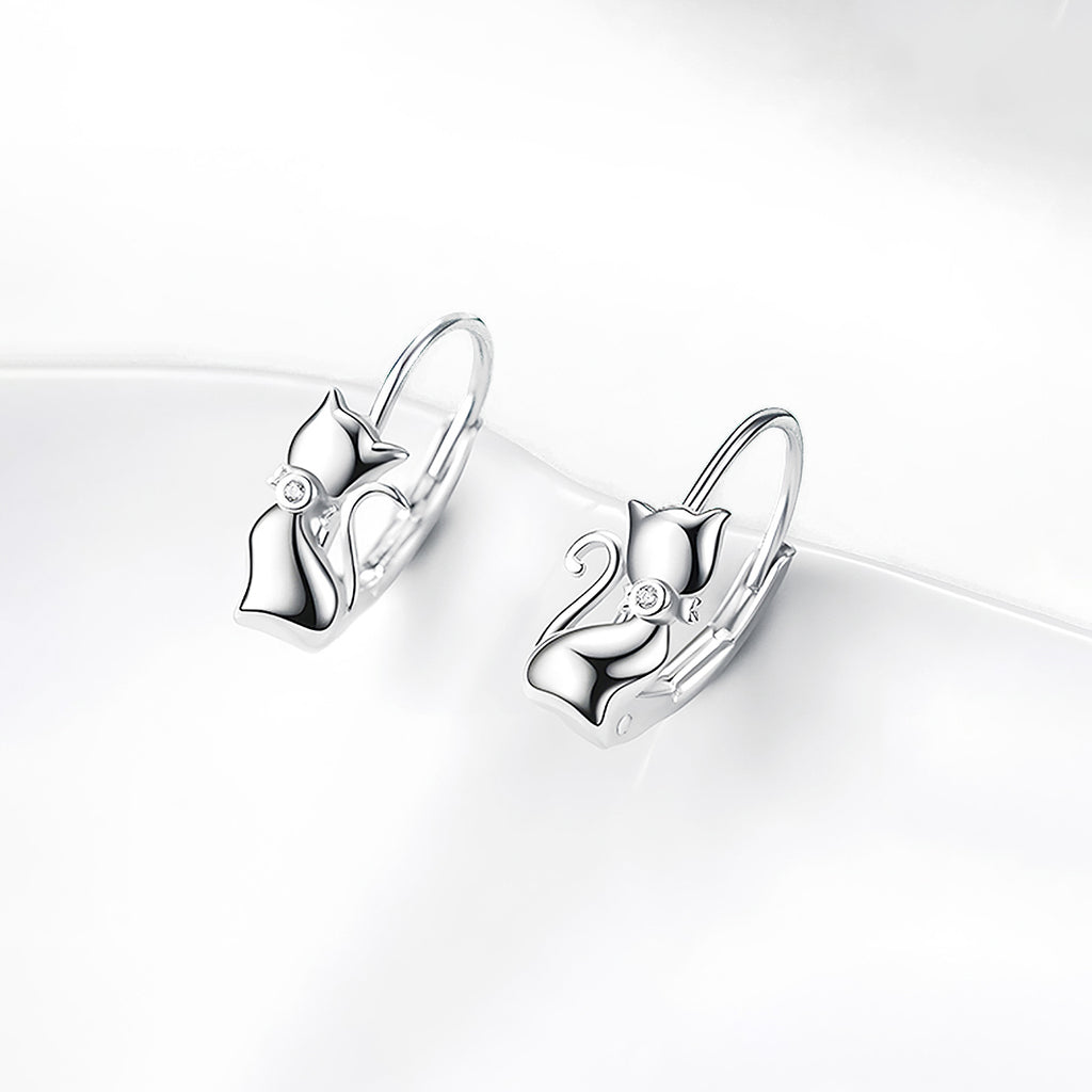 Aretes de Plata .925, Cat Hoop, Miow
