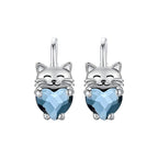 Aretes de Plata .925, Blue Heart Cat, Miow