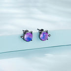 Aretes de Plata .925, Black Shiny Cats, Miow