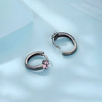 Aretes de Plata .925, Pink And Black Footprint, Miow