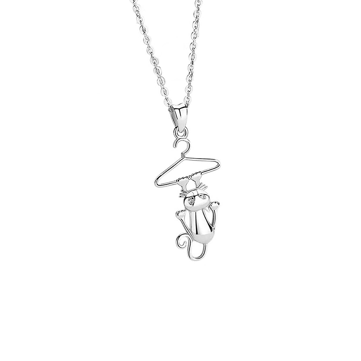 Collar de Plata .925, Cat On Hook, Miow
