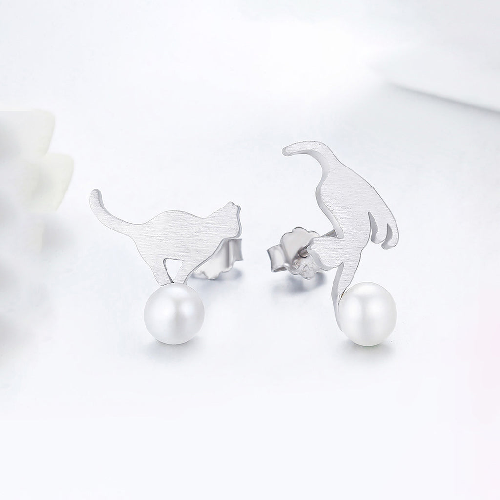 Aretes de Plata .925, Cat Sphere, Miow