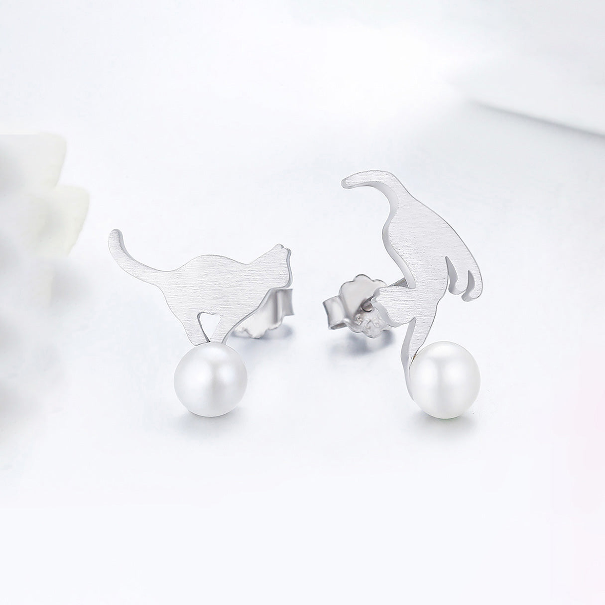 Aretes de Plata .925, Cat Sphere, Miow