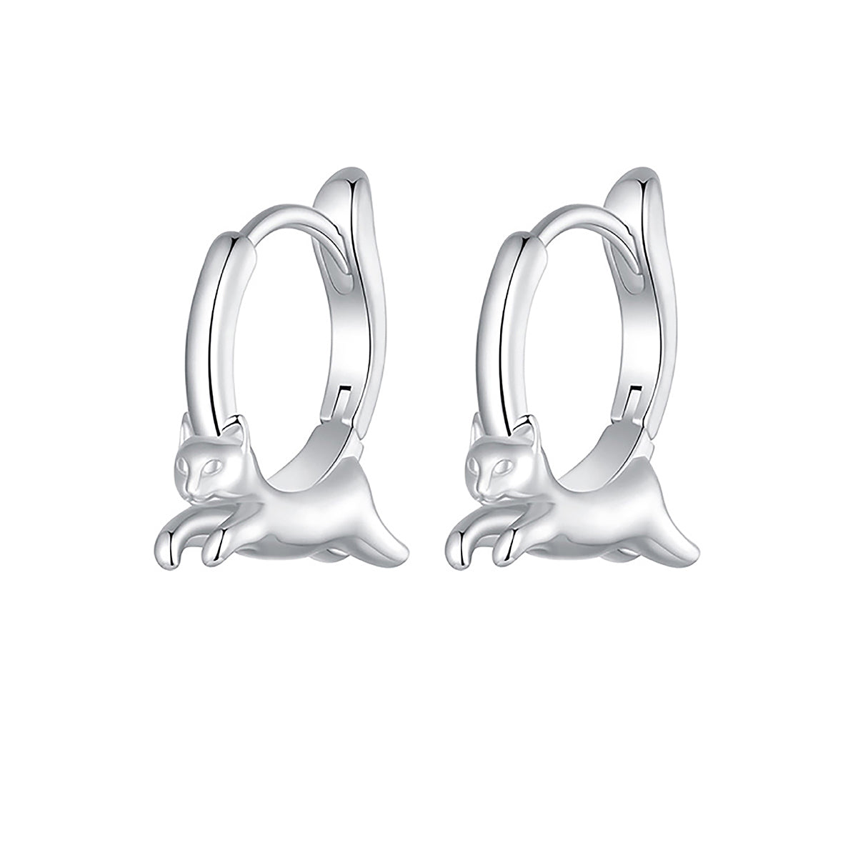 Aretes de Plata .925, Jumping Cat, Miow