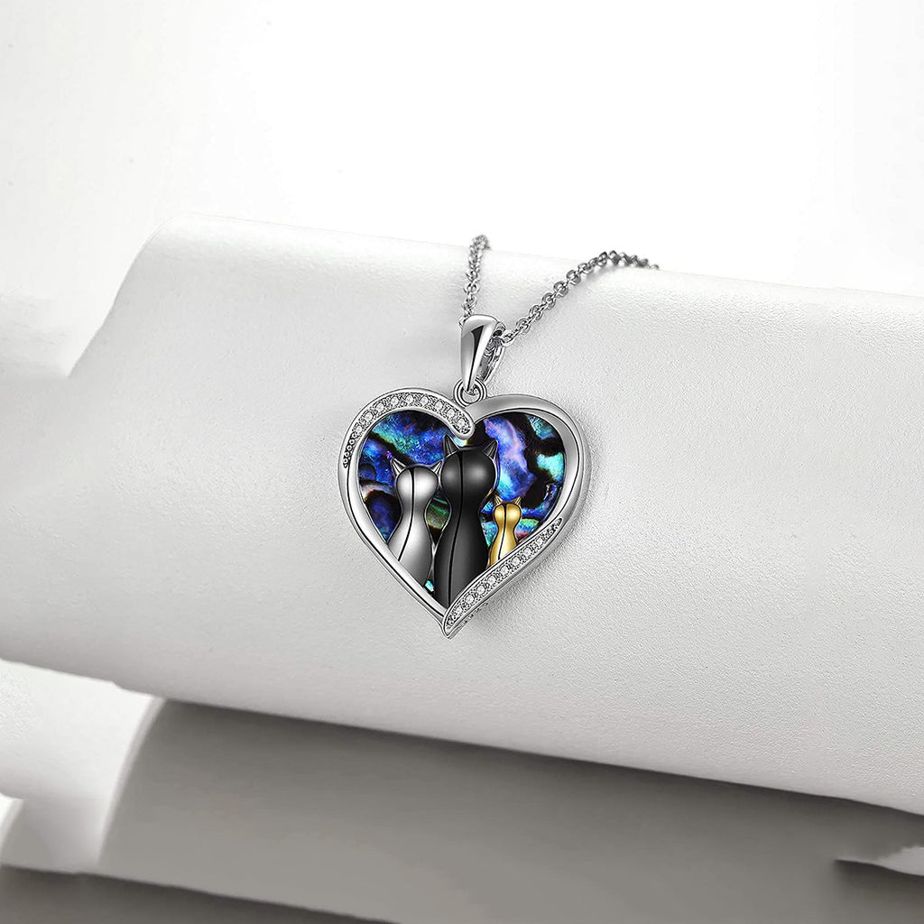 Collar de Plata .925, Cat  Abalone Shell, Miow