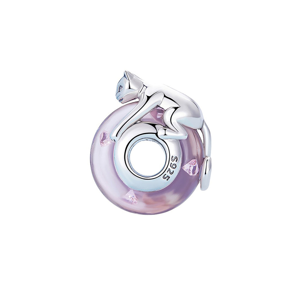 Charm de Plata .925, Pink Cat Love, Miow