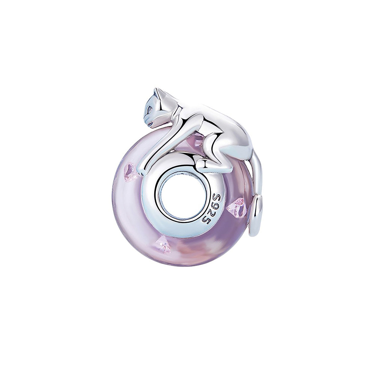 Charm de Plata .925, Pink Cat Love, Miow