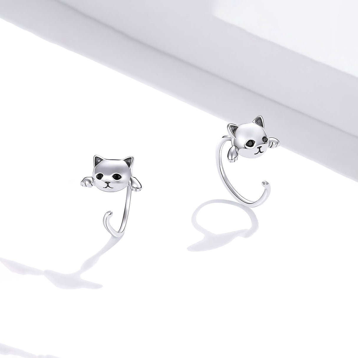 Aretes de Plata .925, Two Cats In Ear, Miow