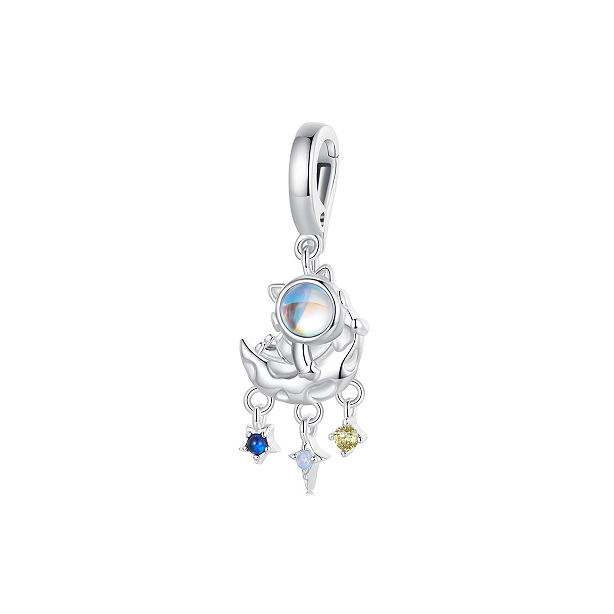 Charm de Plata .925, Astronaut Cat With Stars, Miow