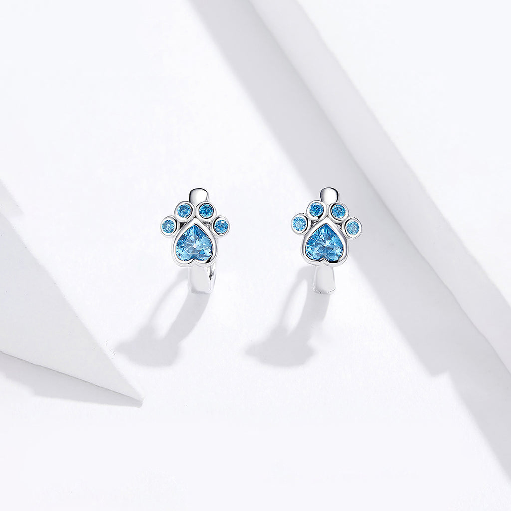 Aretes de Plata .925, Blue Footprint, Miow