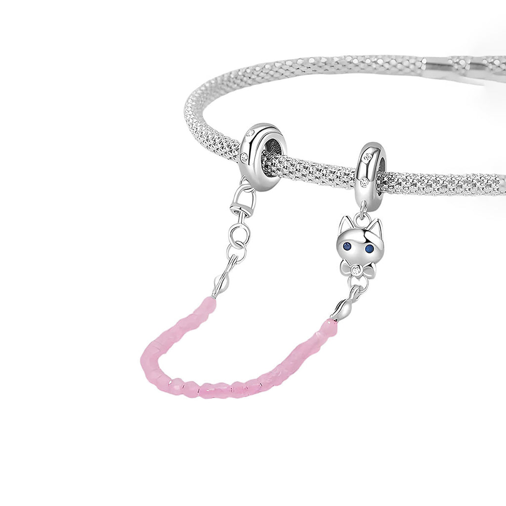 Charm de Plata .925, Pink Rope Cat, Miow