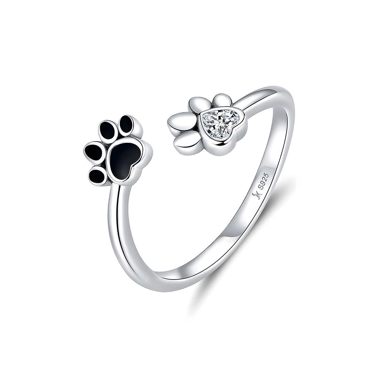 Anillo de Plata .925, Black And Silver Footprint, Miow