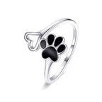 Anillo de Plata .925, Black Footprint And Love, Miow