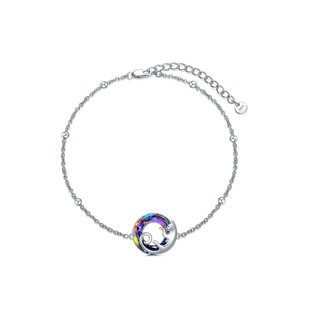 Pulsera de Plata .925, Cat Crystal, Miow