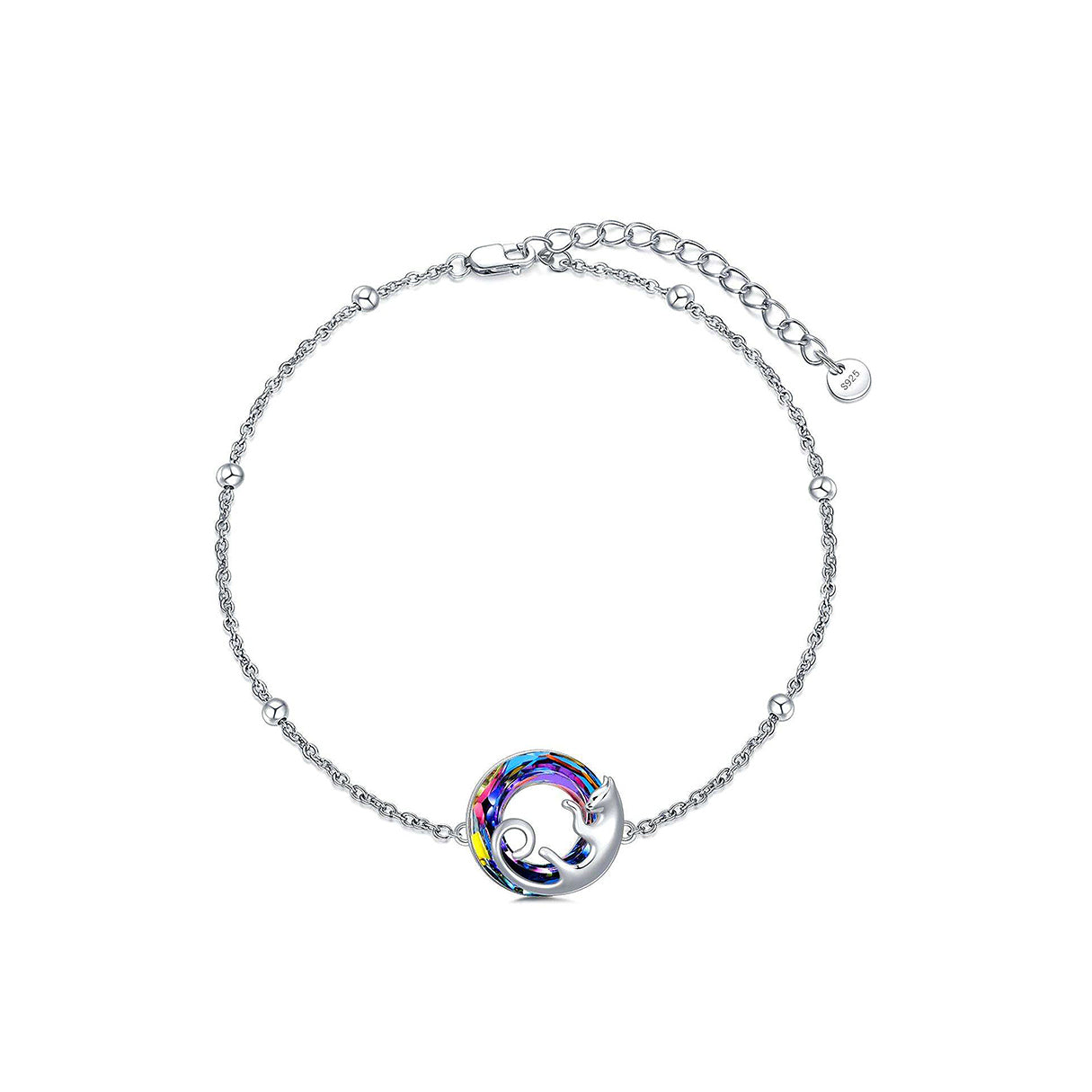 Pulsera de Plata .925, Cat Crystal, Miow