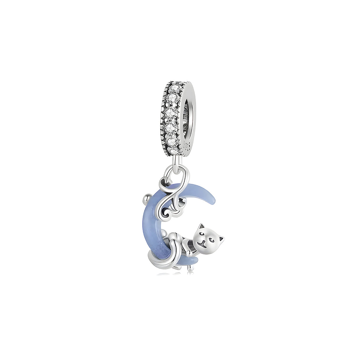 Charm de Plata .925, Cat Hug Moon, Miow