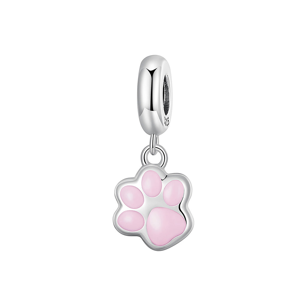 Charm de Plata .925, Pink Footprint, Miow
