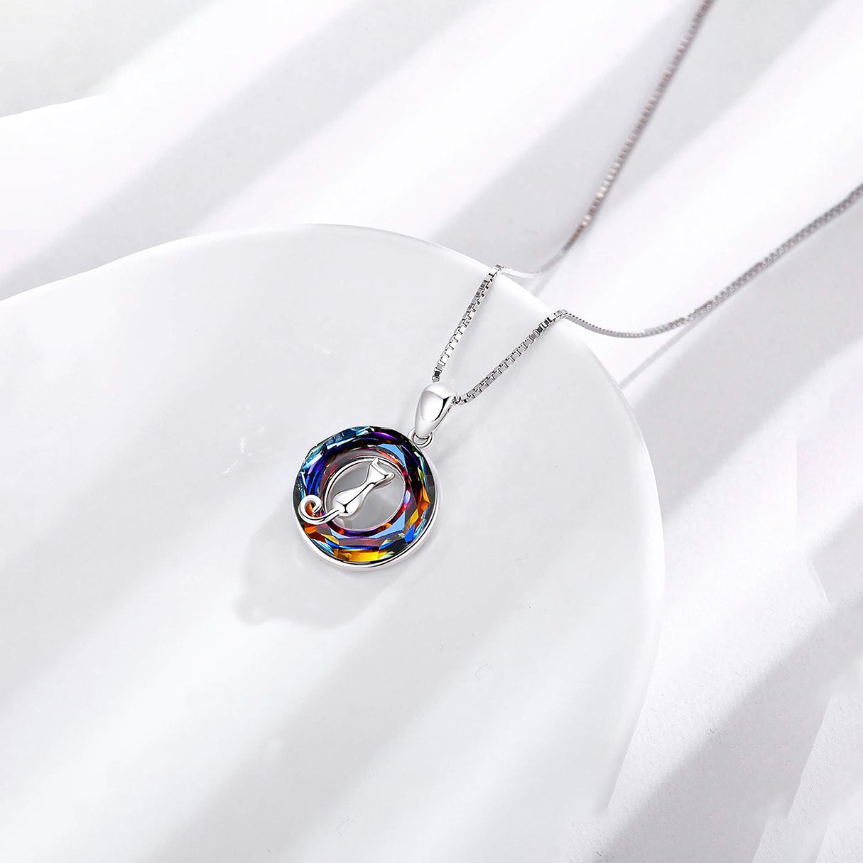 Collar de Plata .925, Cat Crystal, Miow