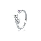 Anillo de Plata .925, Pink Heart Cat, Miow