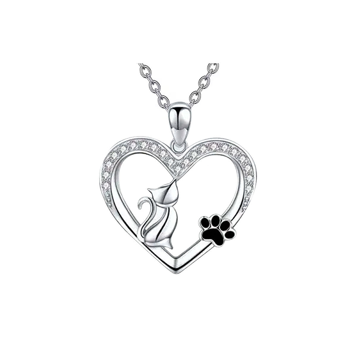 Collar de Plata .925, Cat Footprint Black, Miow