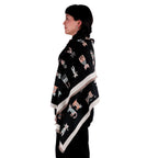 Chal de Cachemira, Knitted Cats Negro, Miow